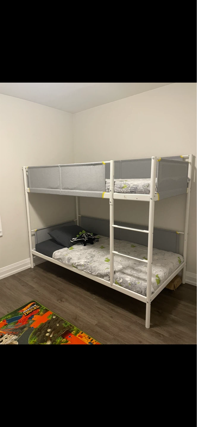 White Metal Twin Bunk Bed
