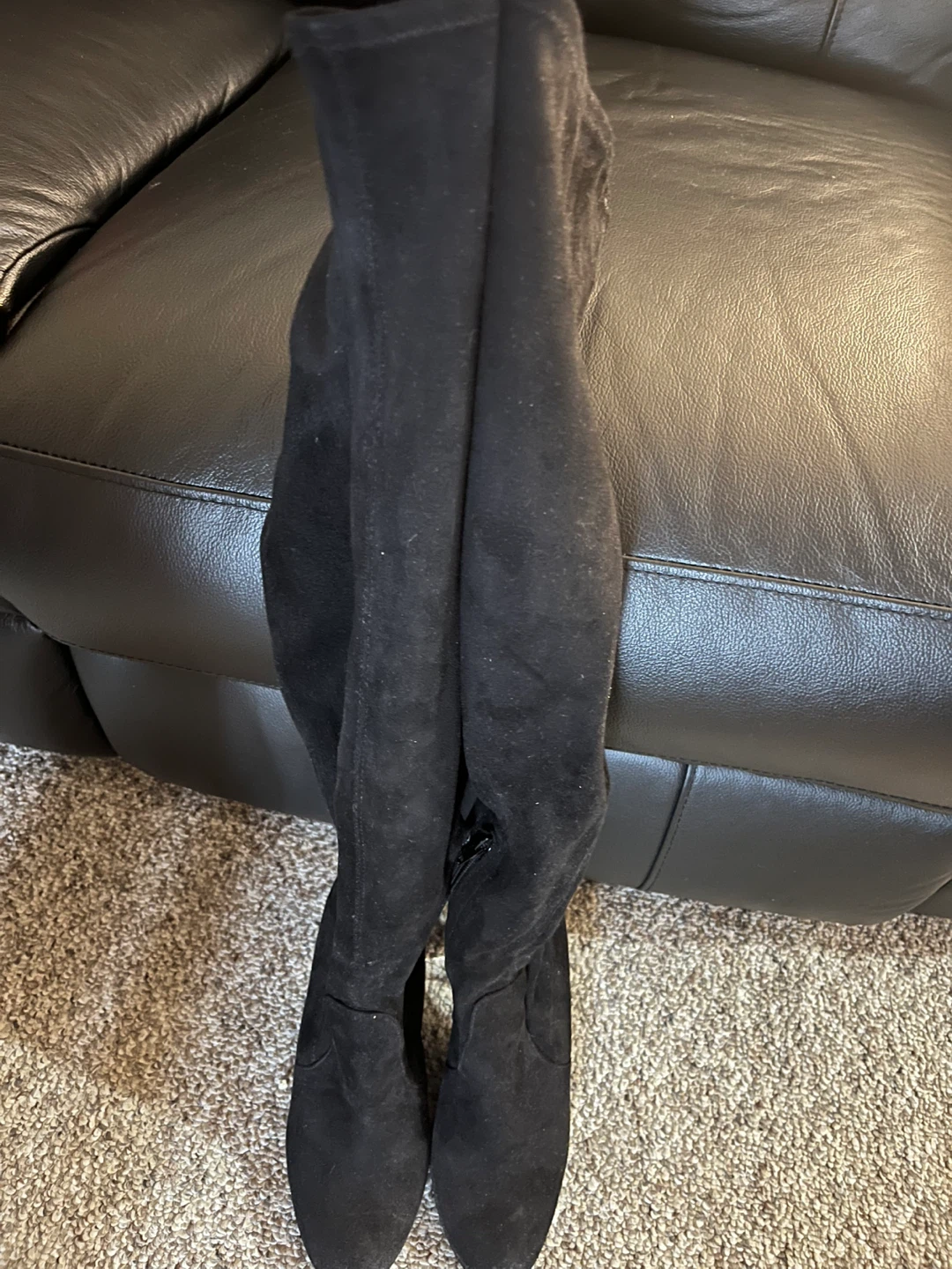 Black Over-the-Knee Boots with Clear Heels - photo 2