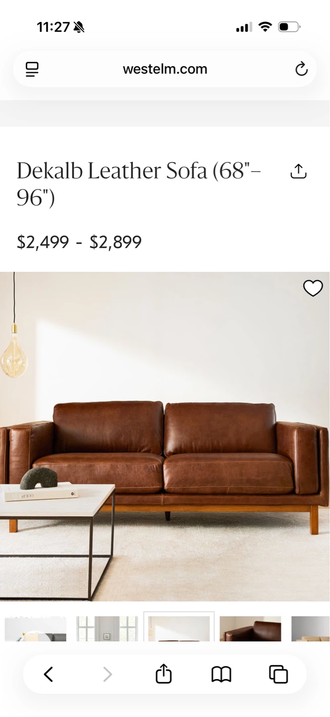 West Elm DeKalb Leather Sofa Est. retail: $2,899