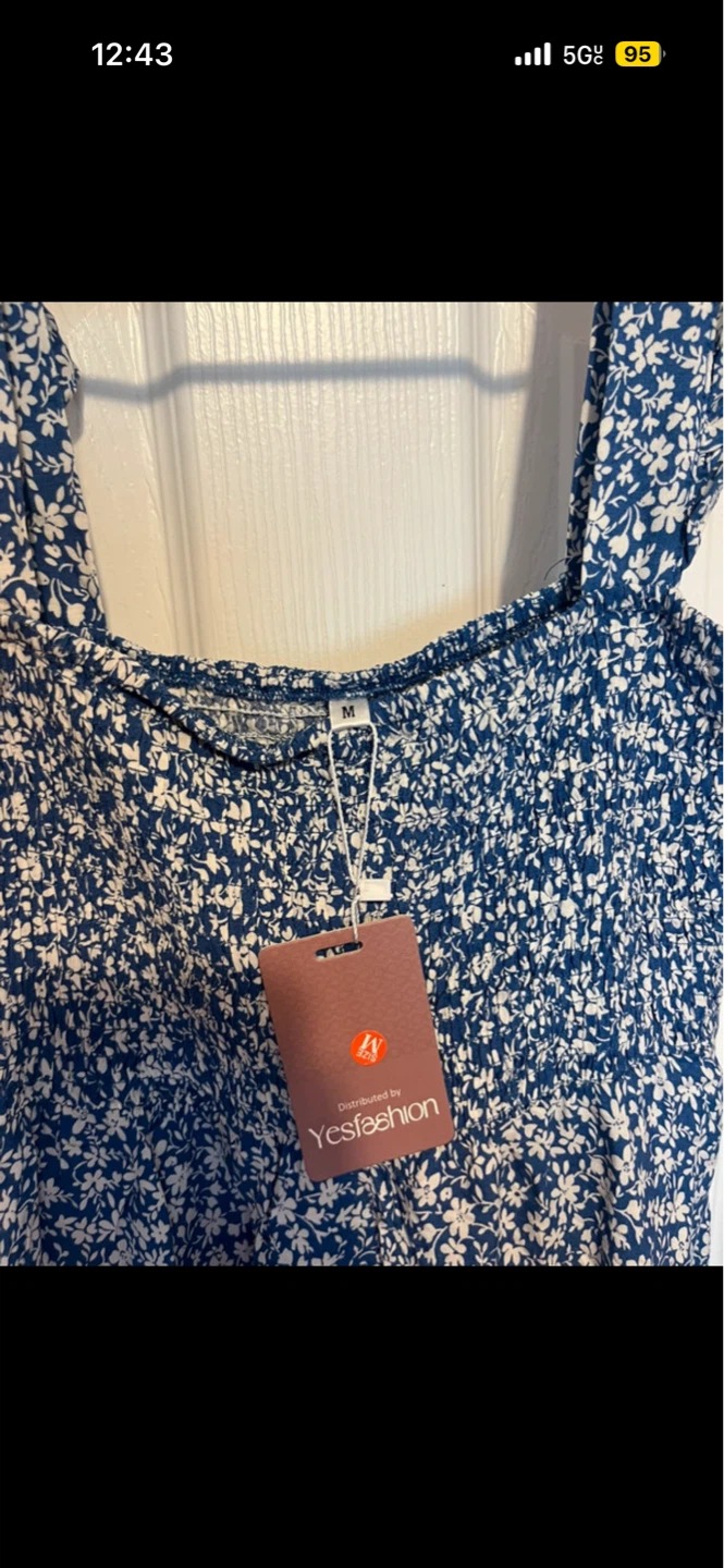 Yesfashion Floral Smocked Midi Dress - Blue - Size M⚽️ - photo 2