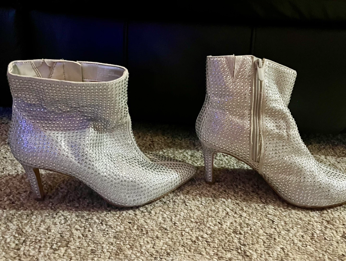 Silver Rhinestone Ankle Boots