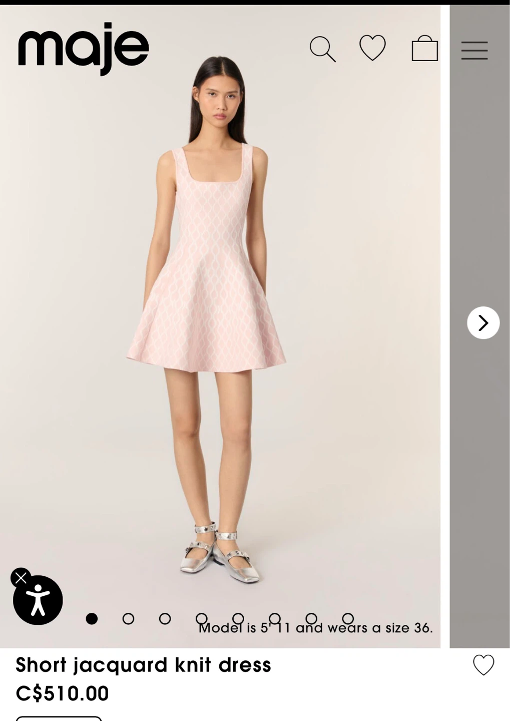 Maje Short Jacquard Knit Dress Pink Size 34 - photo 4