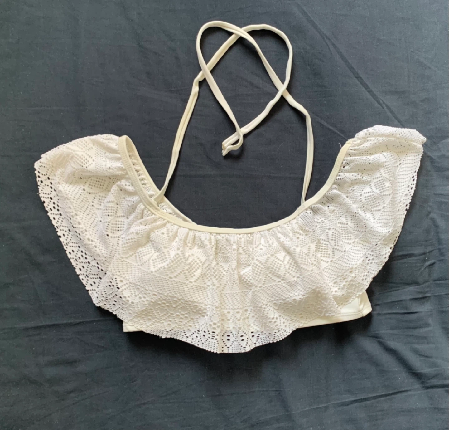 Small “Ardene Swim” Bikini Top - NO LONGER PERFECT WHITE ⚽️