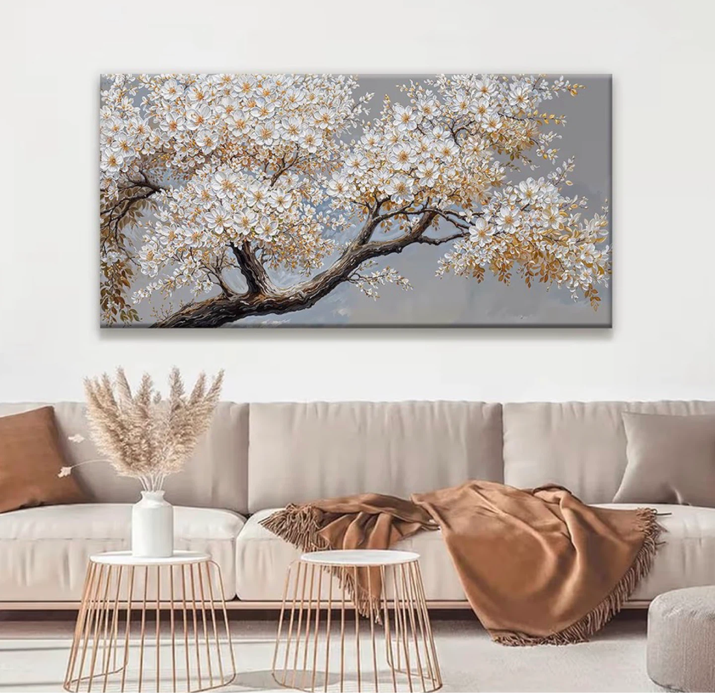 Wall Art Canvas Print White Cherry Blossom Tree - photo 3