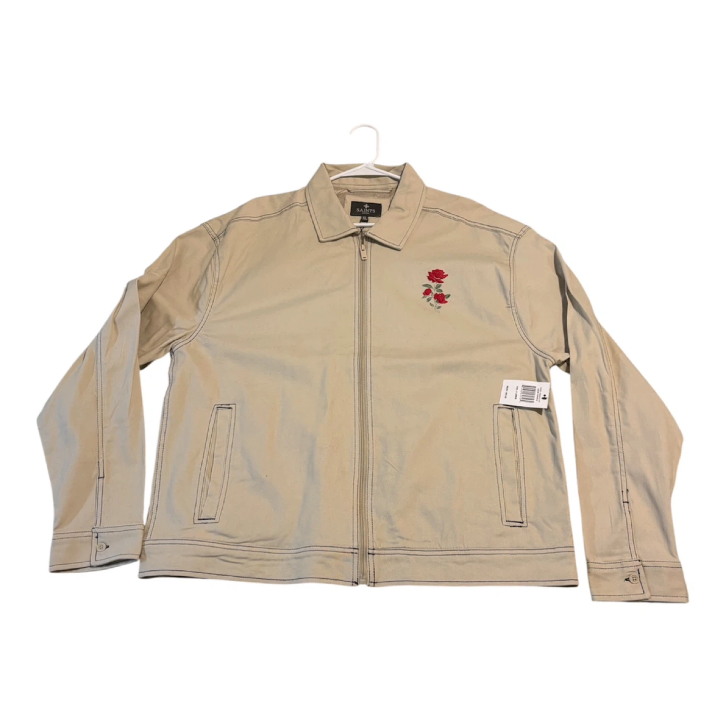 Saints Studio Men's XL Tan Rose Embroidered Jacket