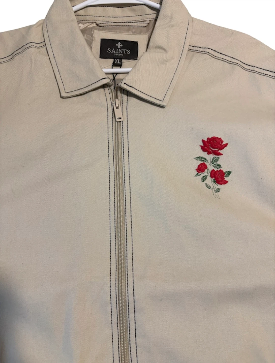 Saints Studio Men's XL Tan Rose Embroidered Jacket - photo 3