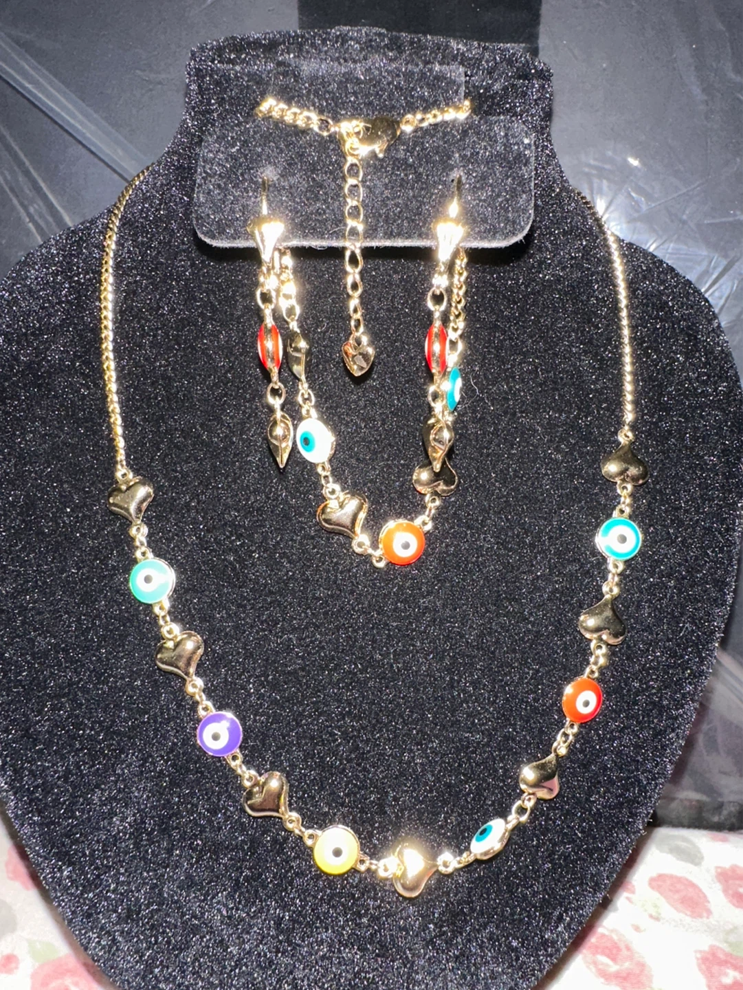14kGold laminated Evil Eye Necklace and Earring Set - photo 3