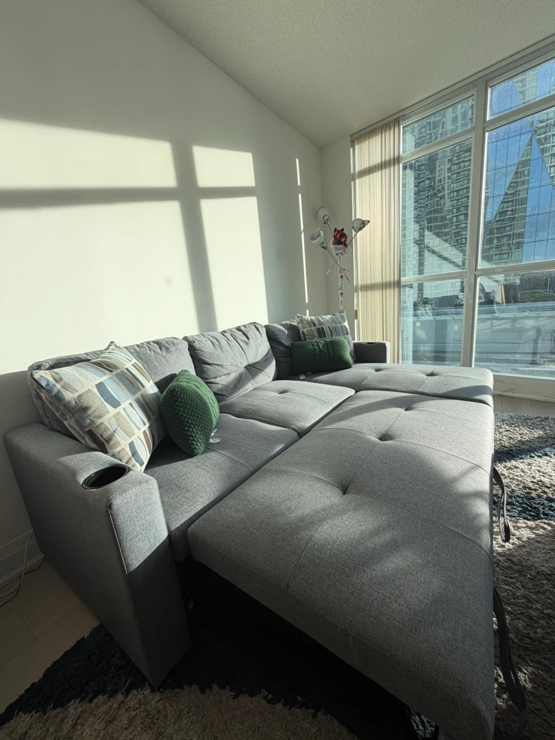 Grey Sectional Sofa with Storage and Pull-Out Bed - photo 3