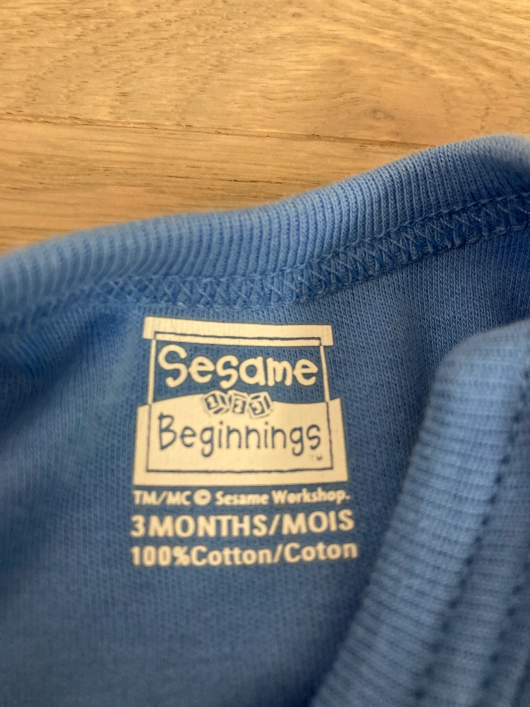 ⚽️Sesame Beginnings Blue Baby Onesie 3 Months - photo 2