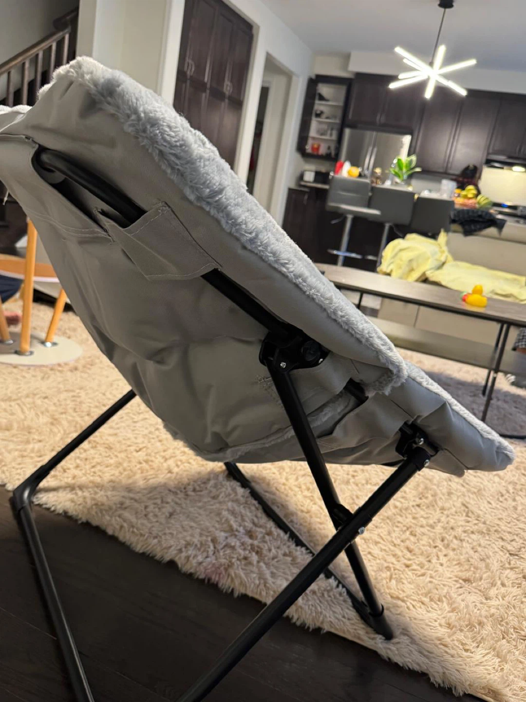 Grey Faux Fur Saucer Chair - photo 3