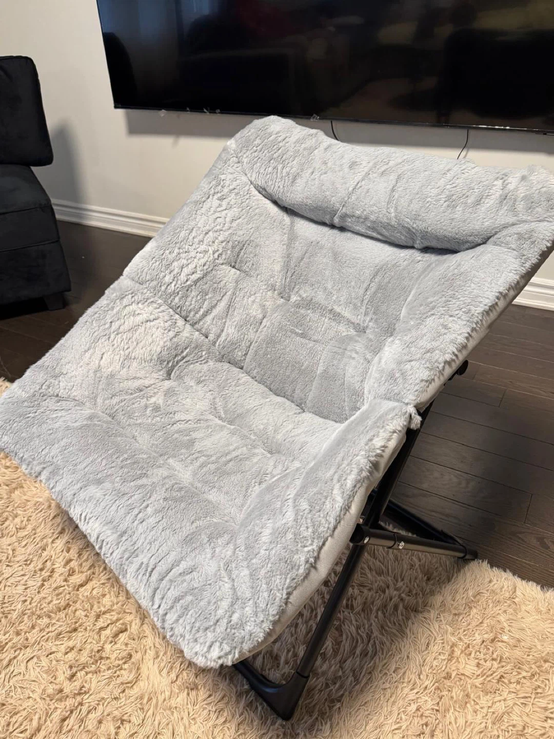 Grey Faux Fur Saucer Chair - photo 2