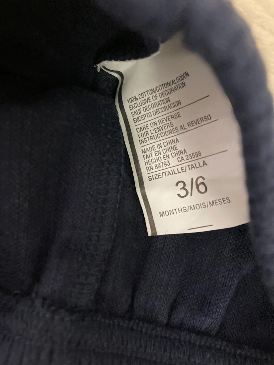 ⚽️Navy Blue Baby Pants Size 3/6 Months - photo 3