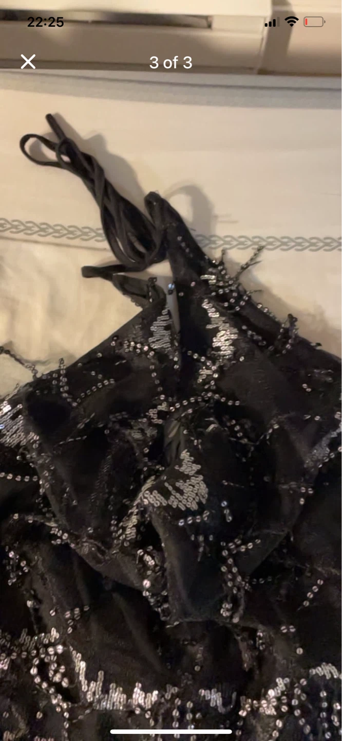 Black Sequined Fringe Halter Dress - photo 3