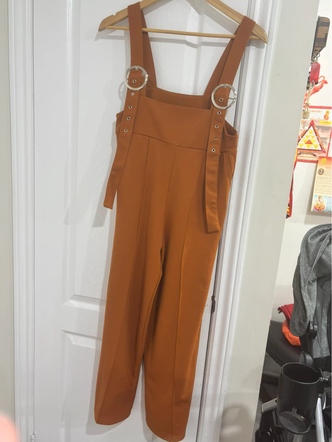 Rust Orange Jumpsuit with Buckle Detail