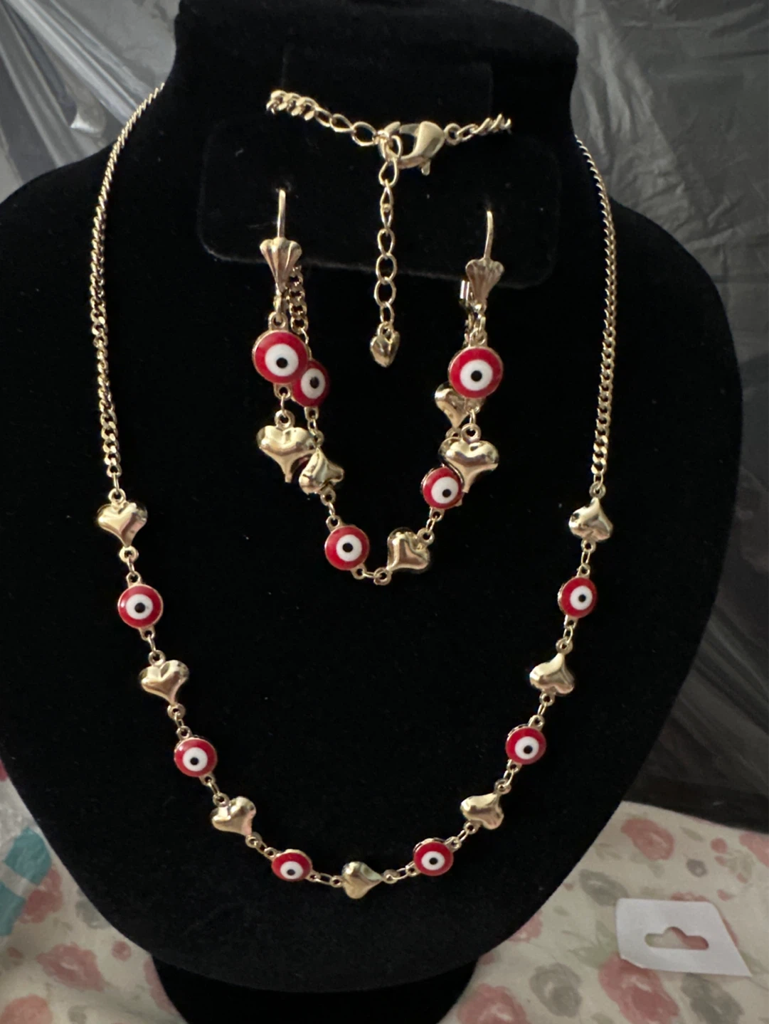 Evil Eye Necklace, Bracelet, and Earring Set