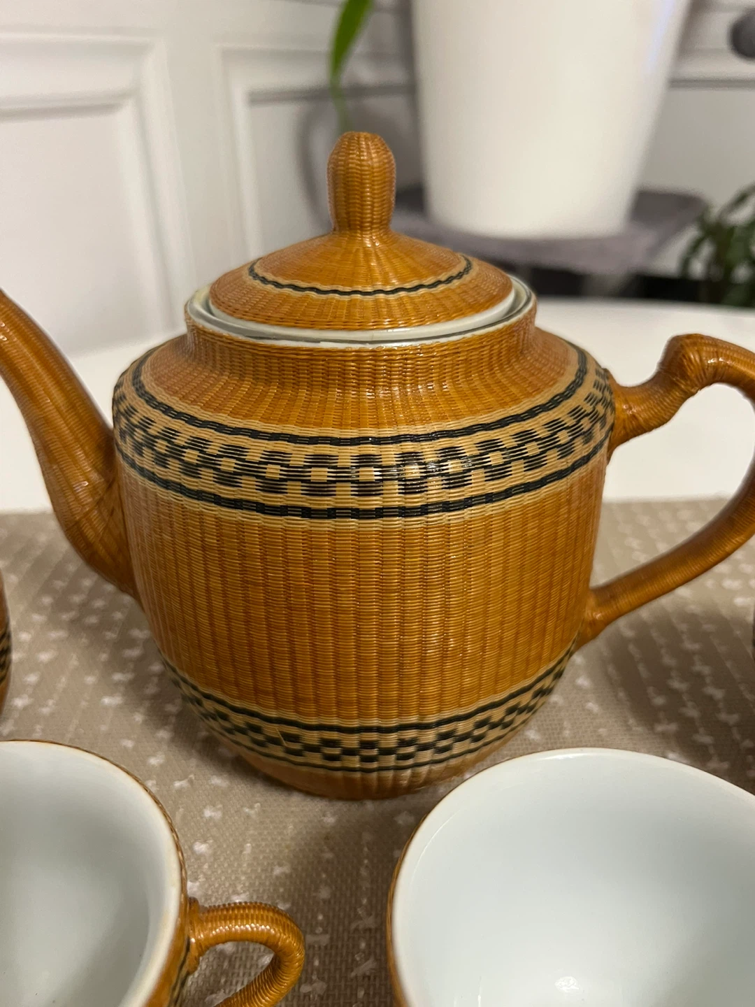⚽ Wicker Teapot and Cup Set - photo 2