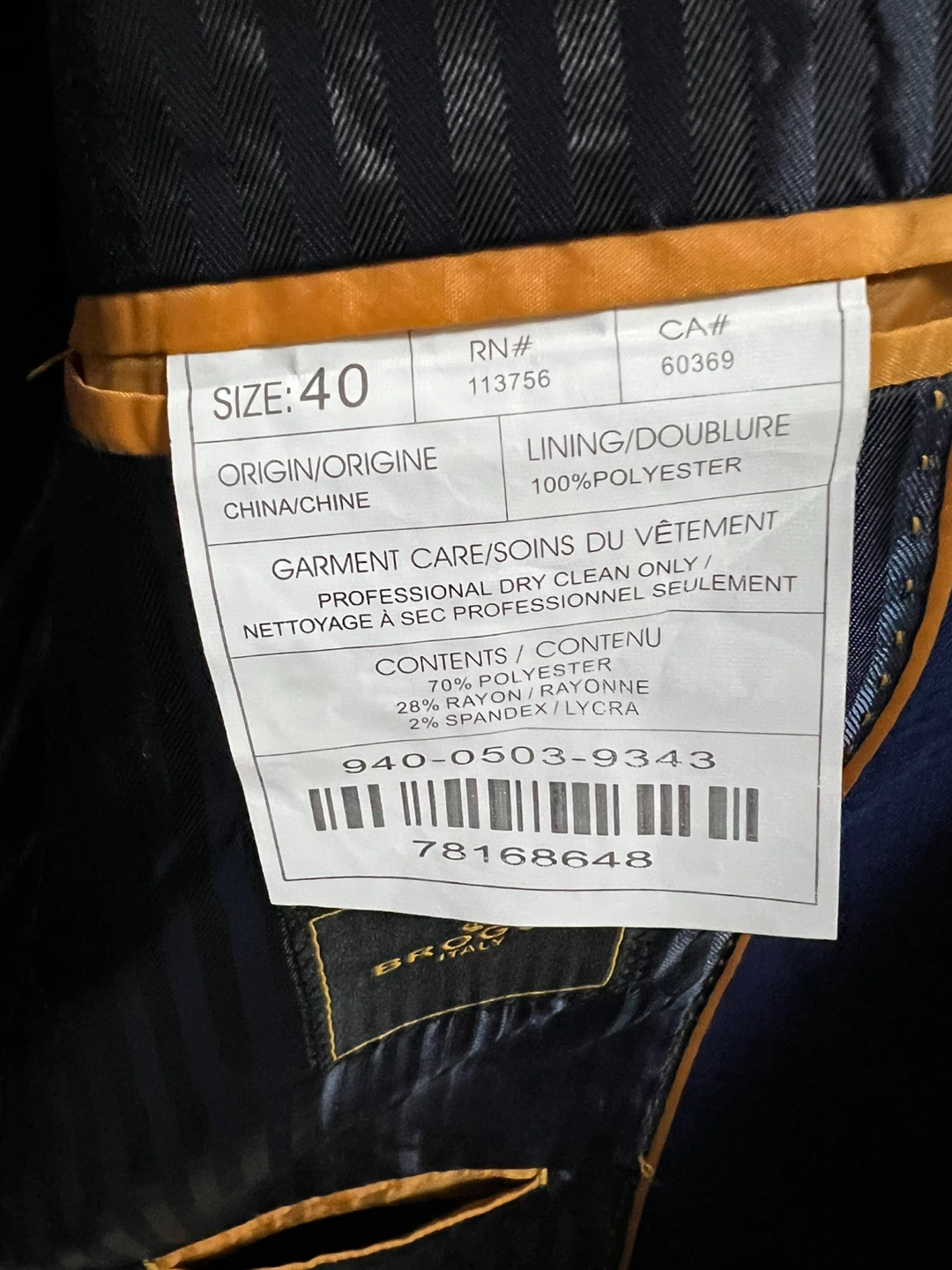 BROGUE ITALY Navy Suit. 40 Jacket &  34 Pants - photo 3