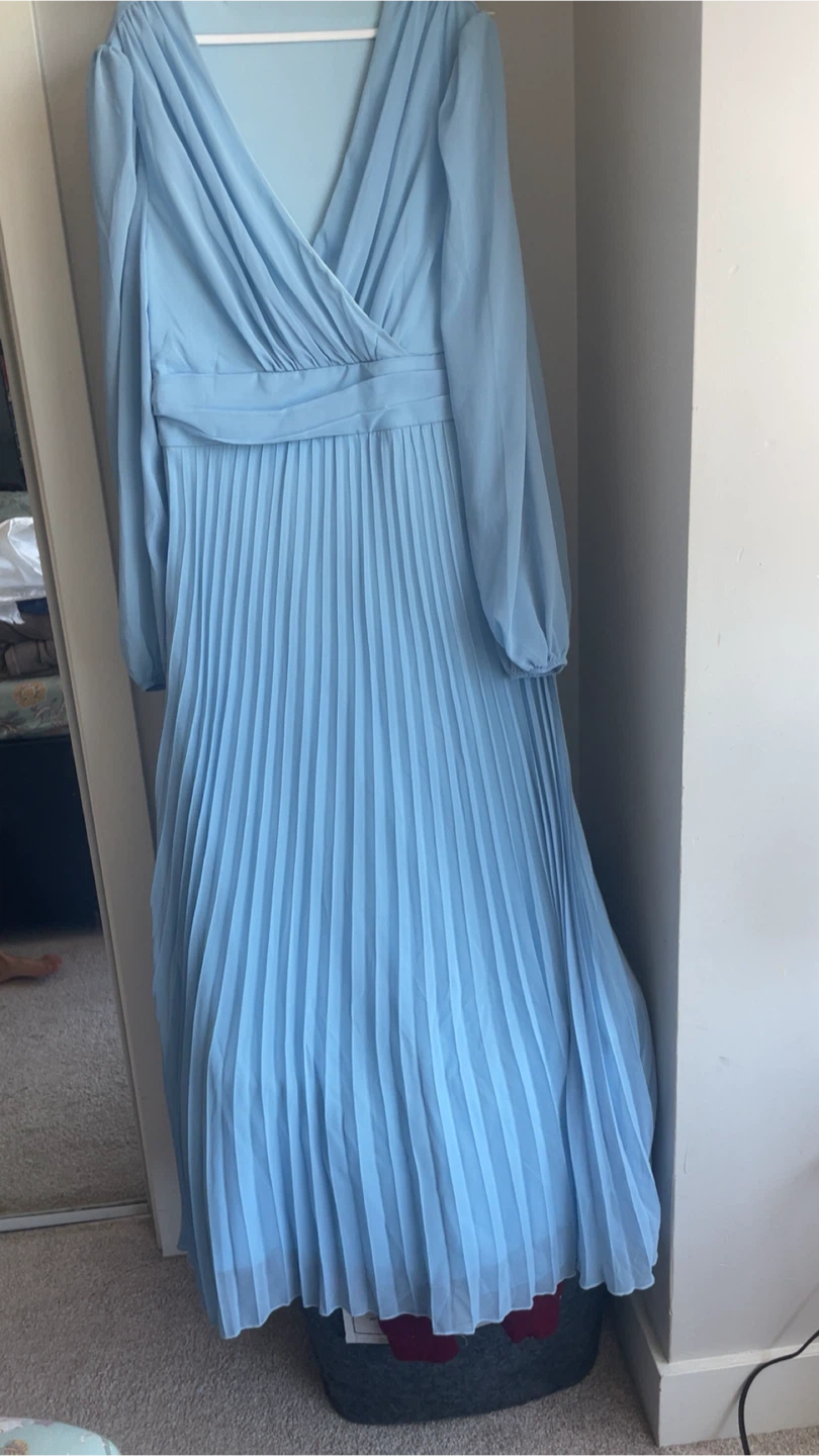 Light Blue Pleated Maxi Dress - photo 2