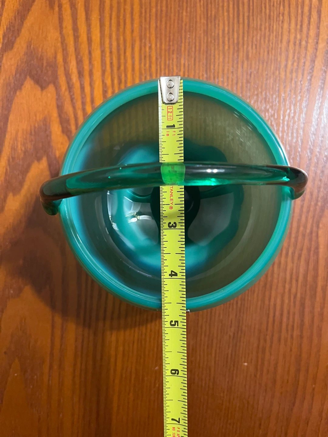 VINTAGE (1970’s) POLISH ART GLASS BOWL WITH HANDLE - photo 2