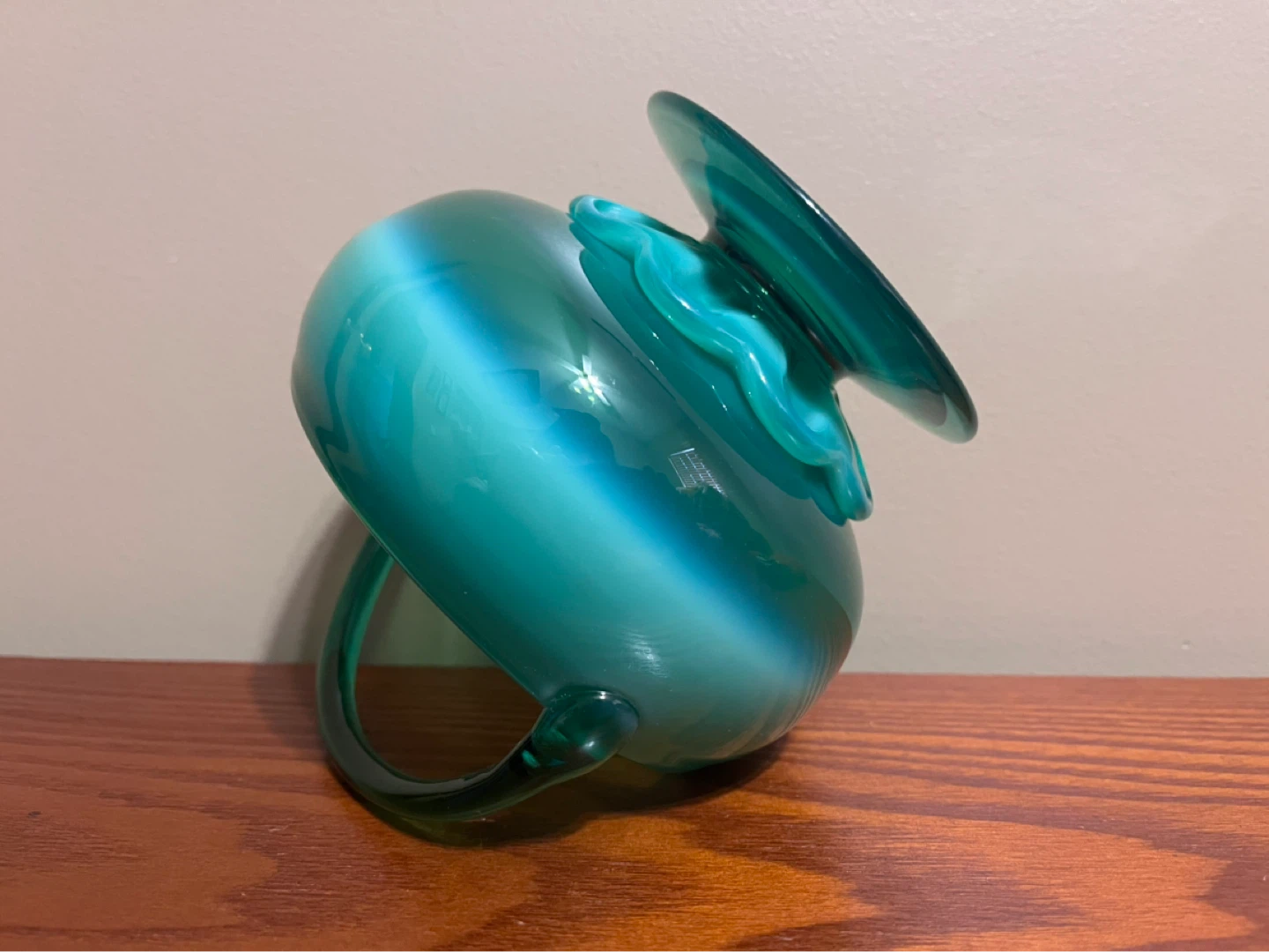 VINTAGE (1970’s) POLISH ART GLASS BOWL WITH HANDLE - photo 4