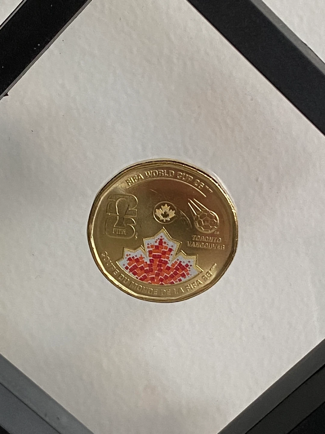 FIFA $1 Loonie in a display case - photo 2