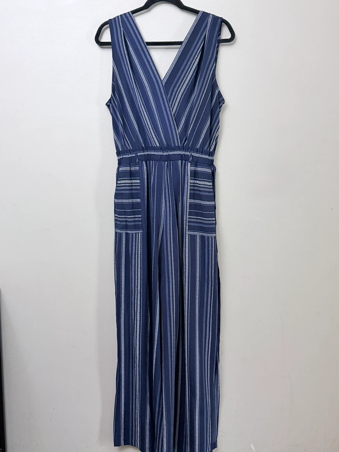 Monteau Navy Blue Striped Jumpsuit - Size Large - photo 2