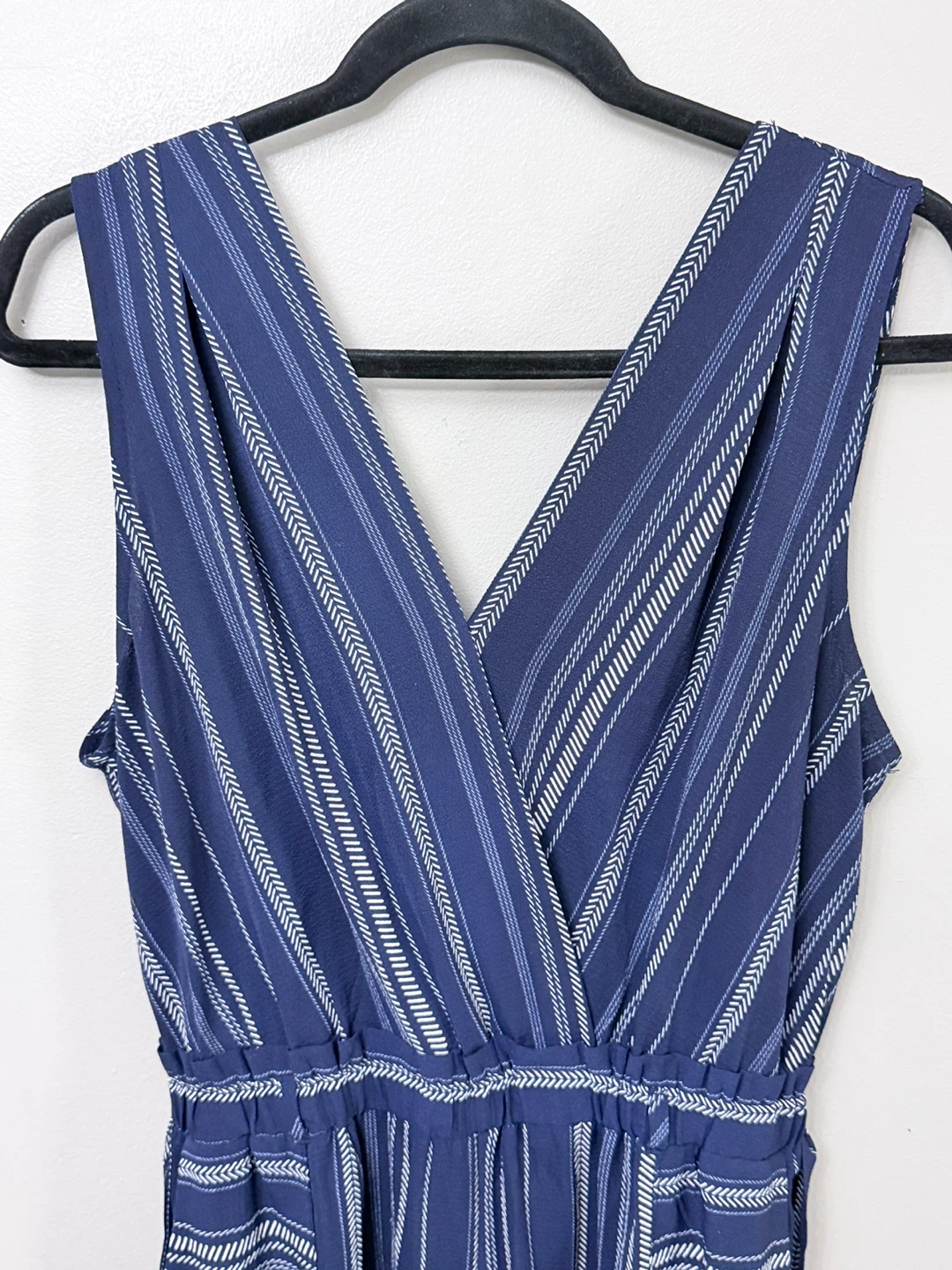 Monteau Navy Blue Striped Jumpsuit - Size Large - photo 3