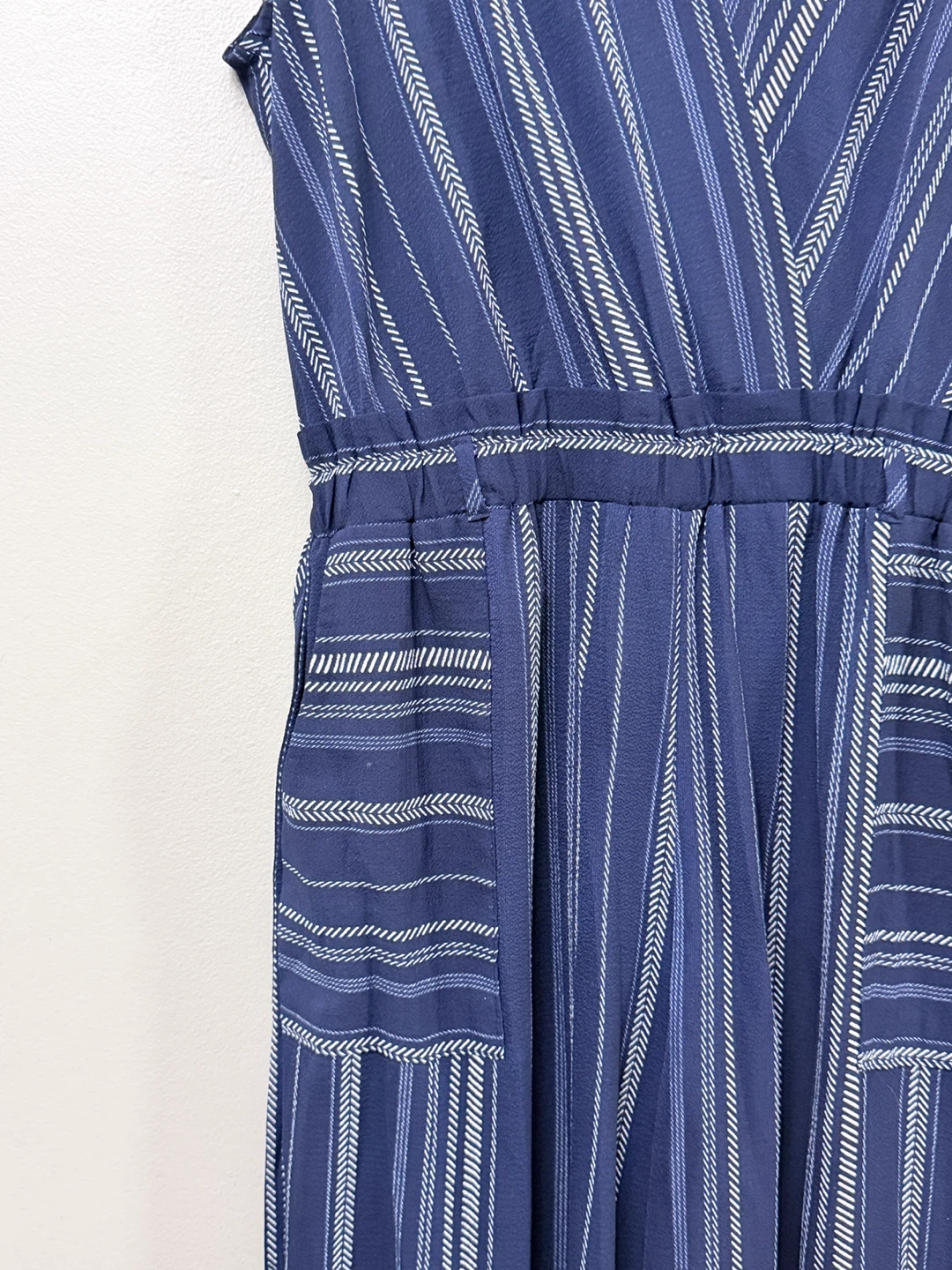 Monteau Navy Blue Striped Jumpsuit - Size Large - photo 4