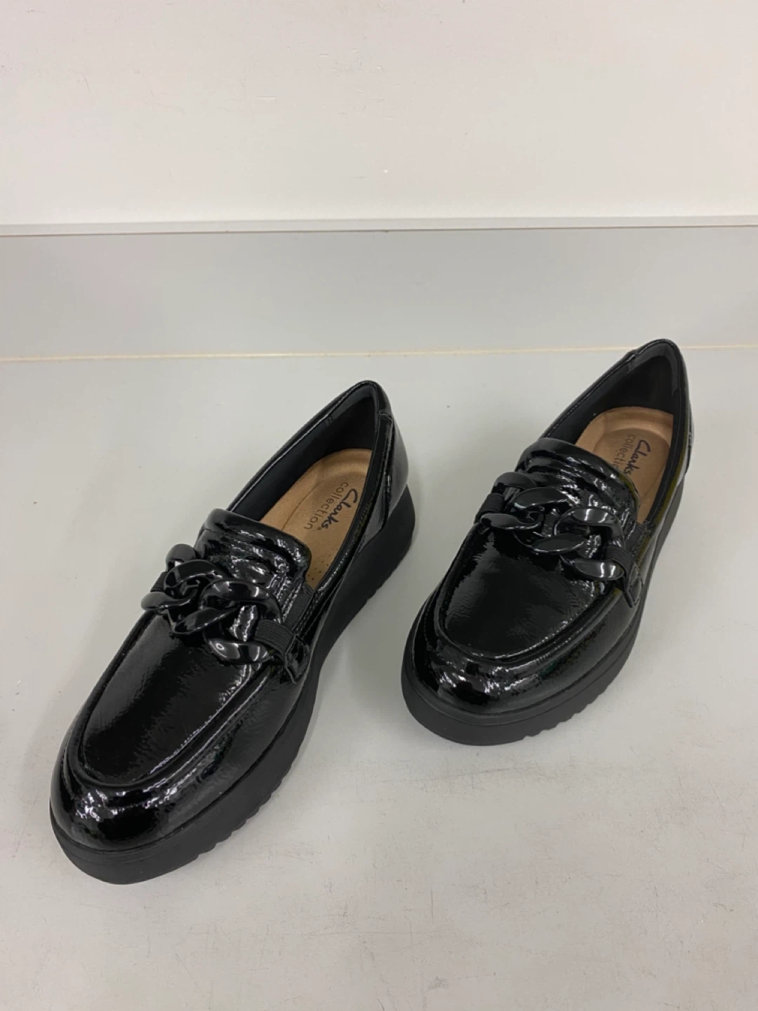 Clarks Collection Black Patent Chain Loafers - 8 - photo 2