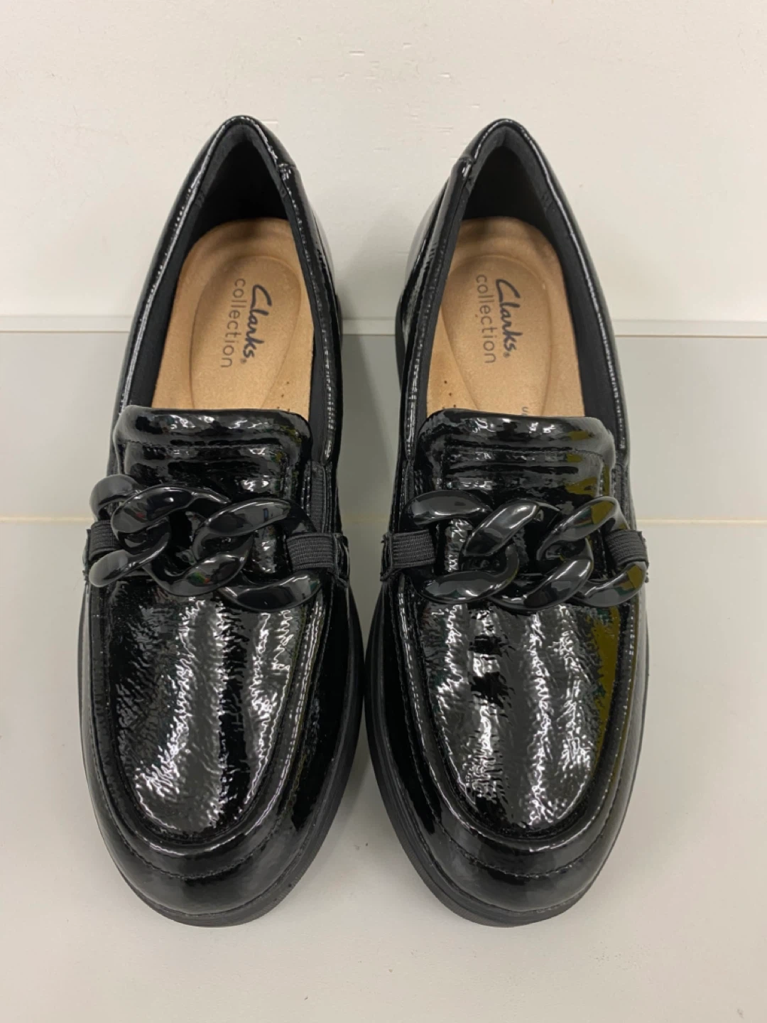 Clarks Collection Black Patent Chain Loafers - 8 - photo 3