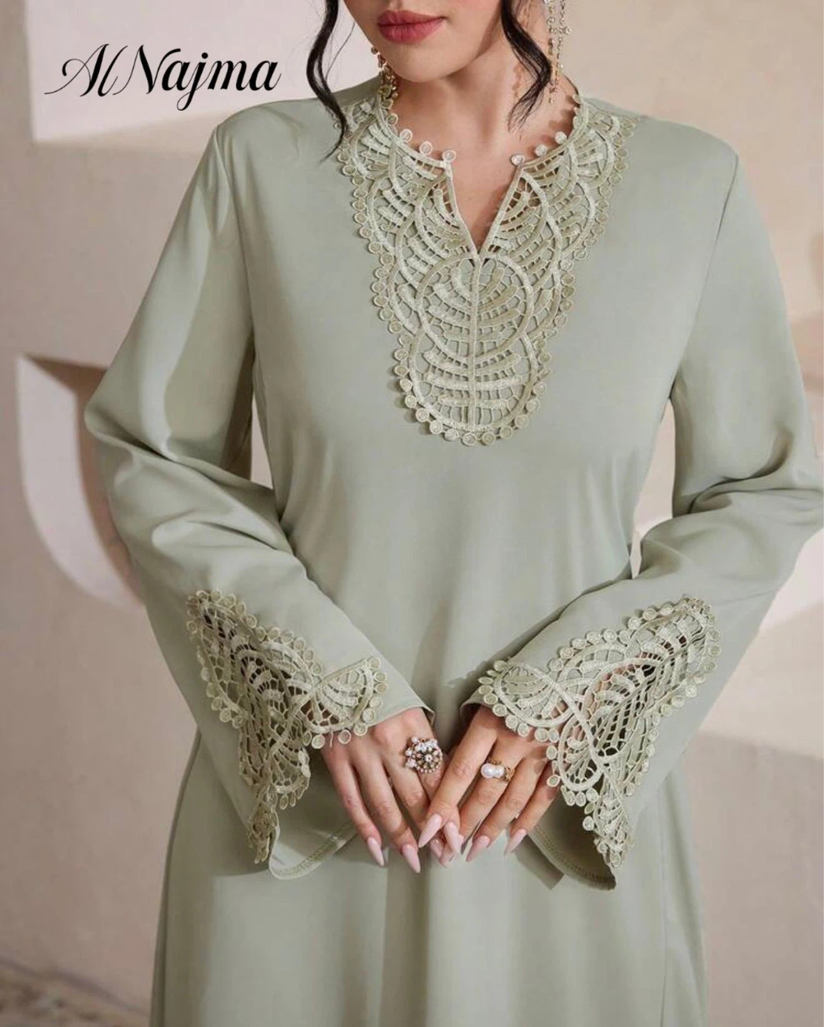 Al Najma Lace Trim Abaya - photo 2