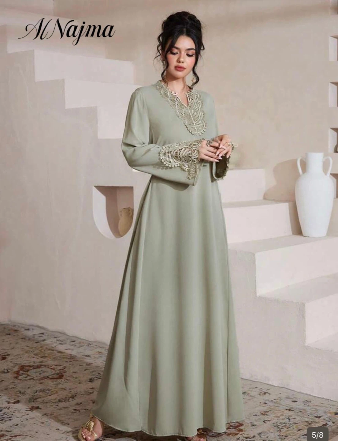 Al Najma Lace Trim Abaya