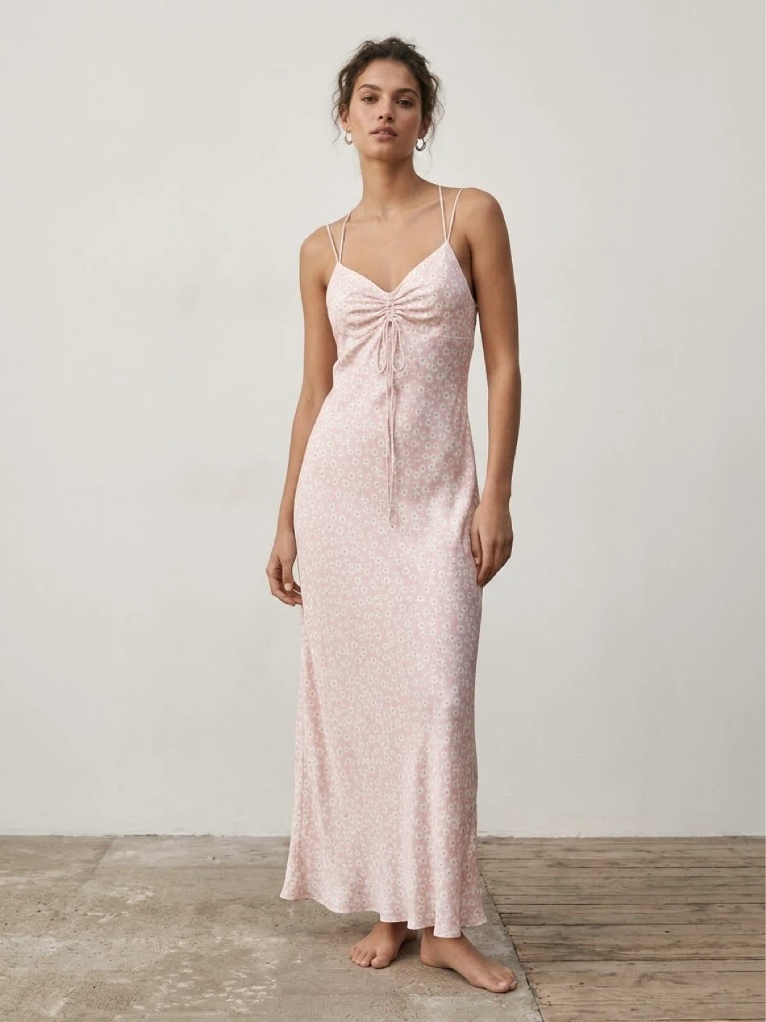 New Zara Pink Daisy Maxi Dress - Size L