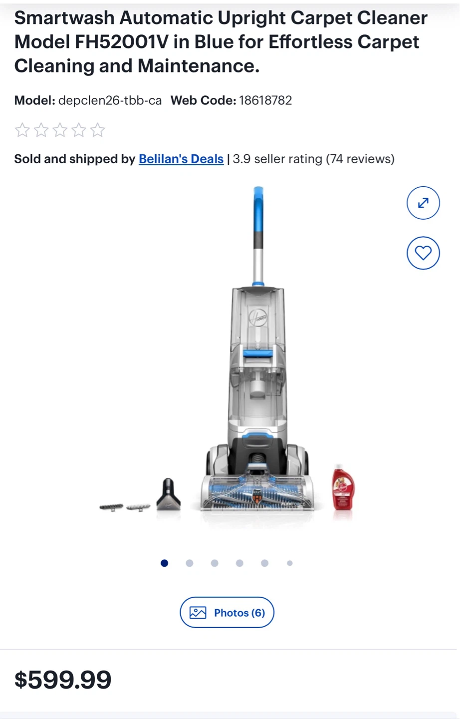 Brand New Automatic Carpet Cleaner (FH52001V) - photo 3