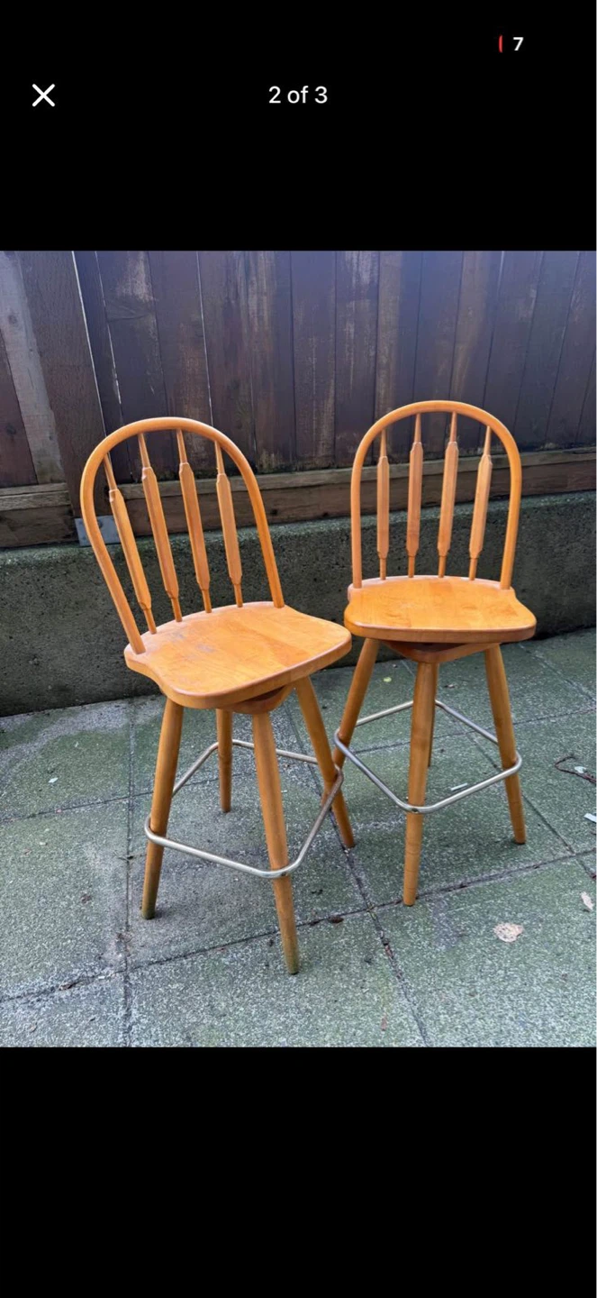 Wooden Swivel Bar Stools - Set of 2