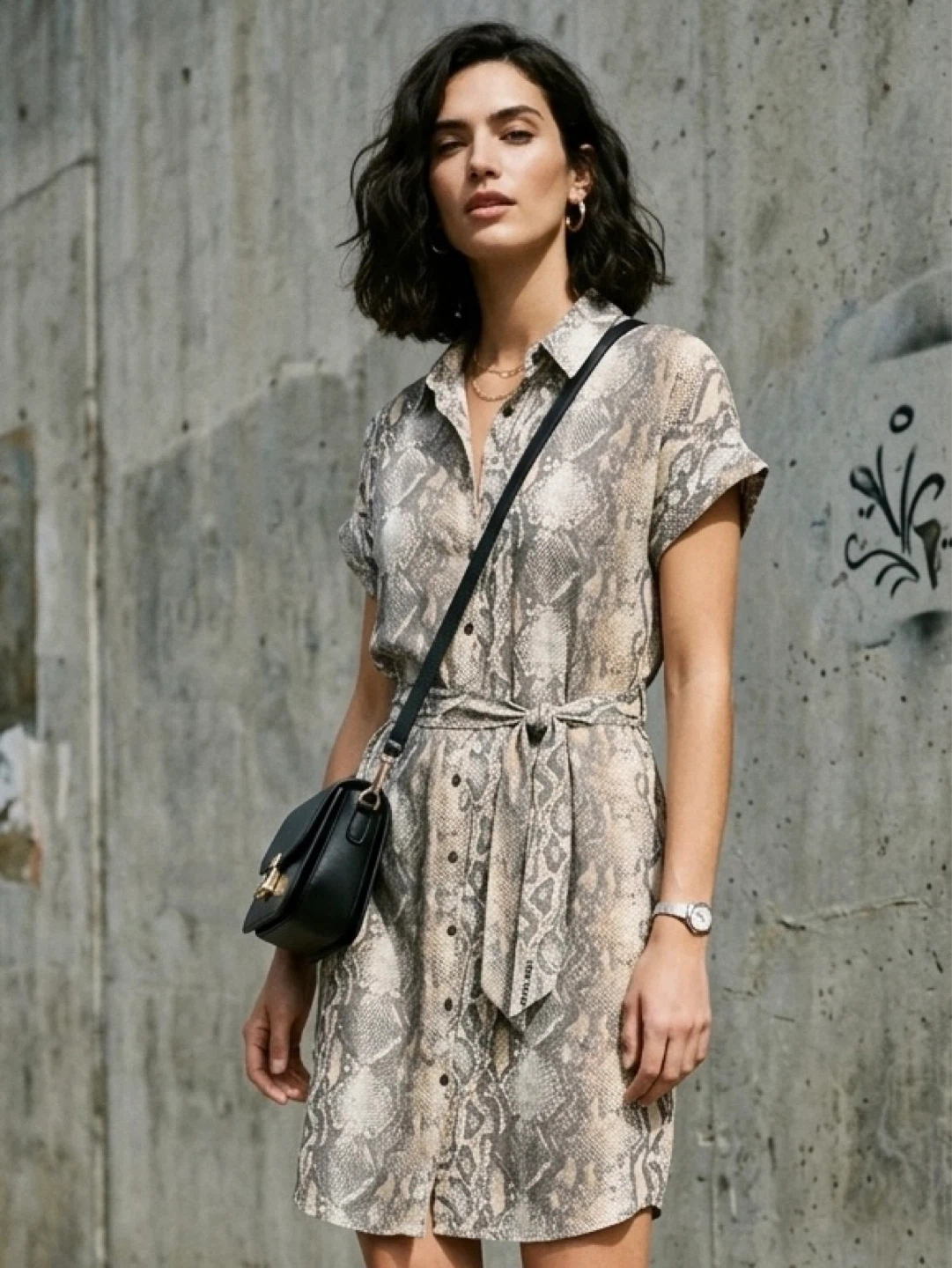 New Vero Moda Snakeskin Shirt Dress - Size Medium