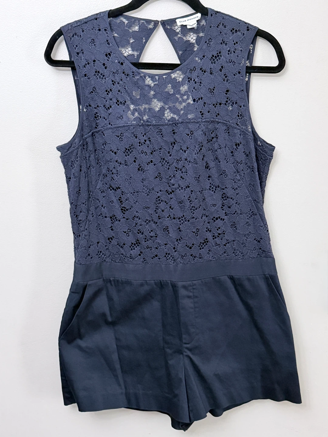 Club Monaco Navy Blue Lace Romper Dress Size 10 - photo 2