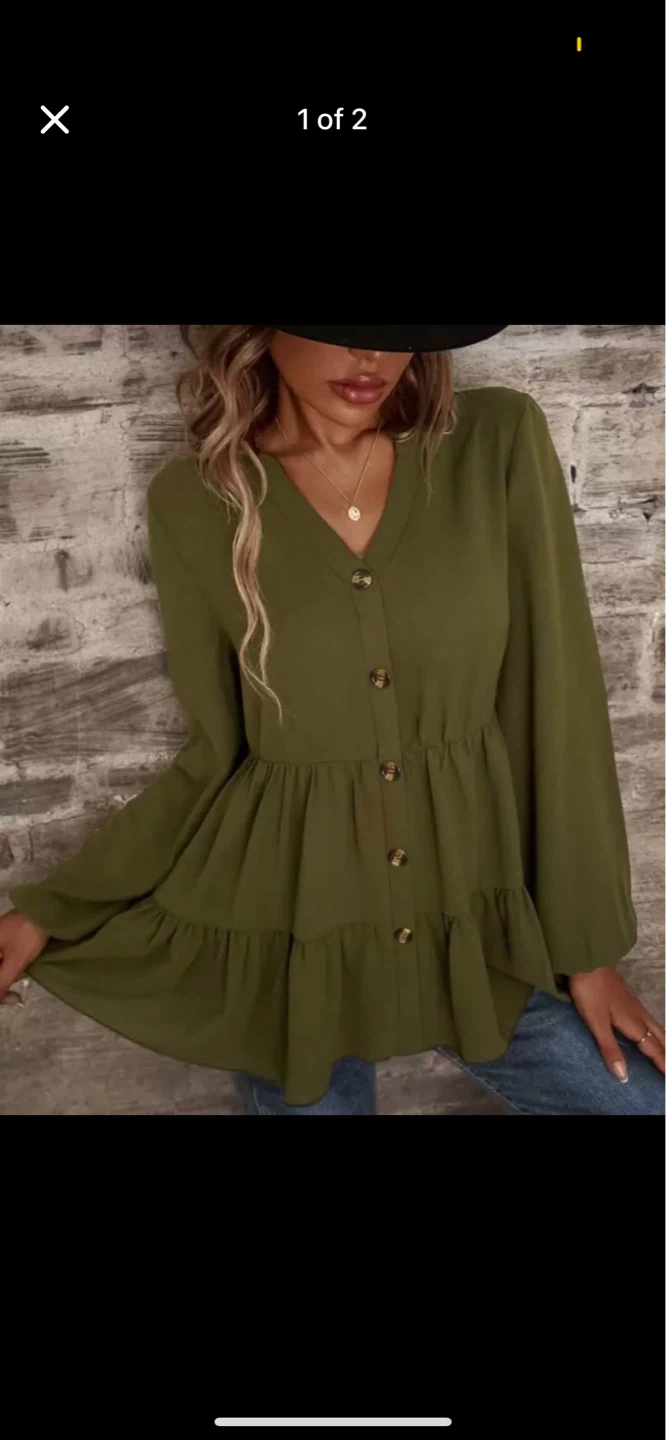 Olive Green Peplum Blouse ⚽