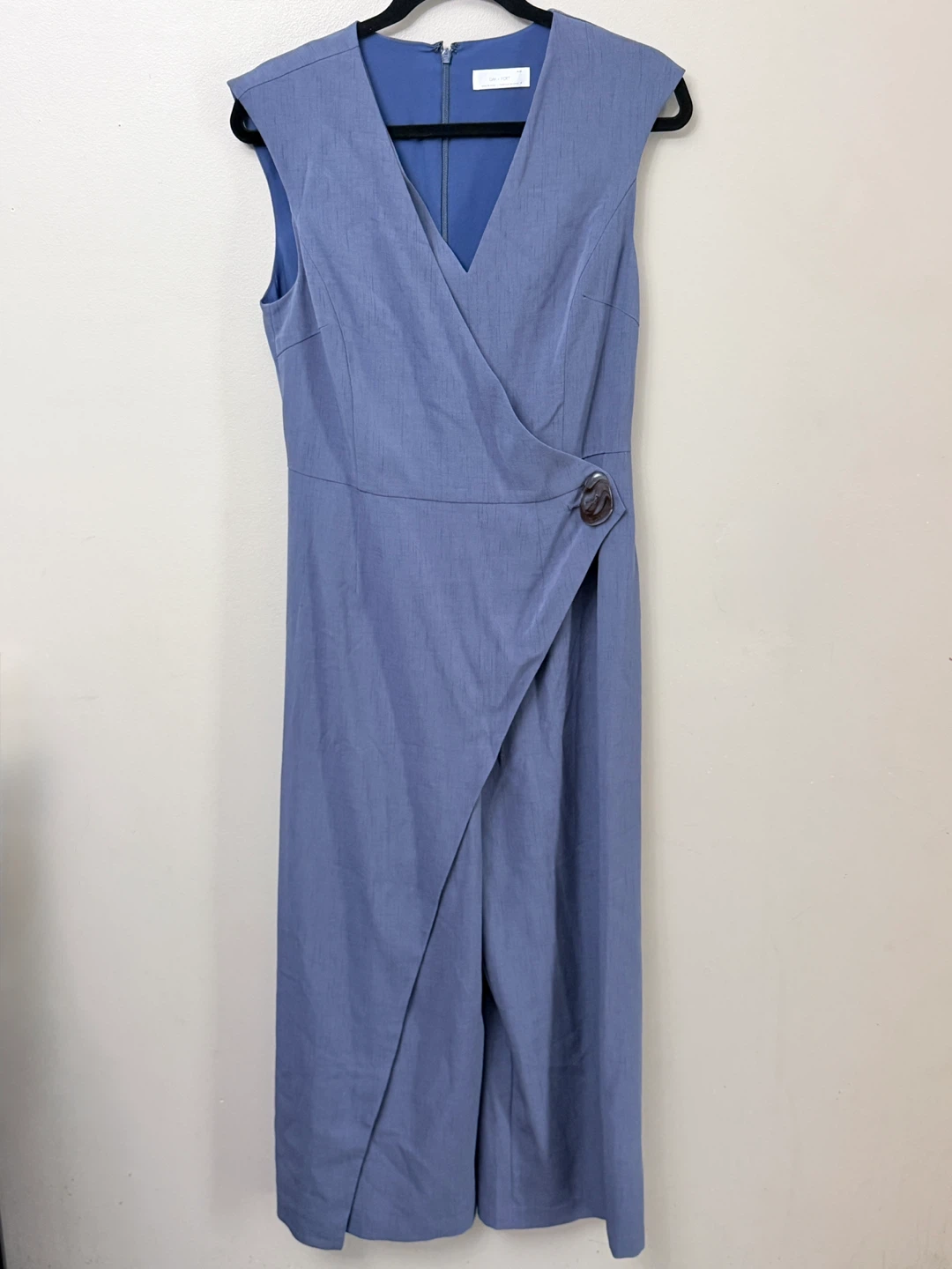 Oak + Fort Slate Blue Wrap Wide Leg Jumpsuit - Size Medium - photo 2
