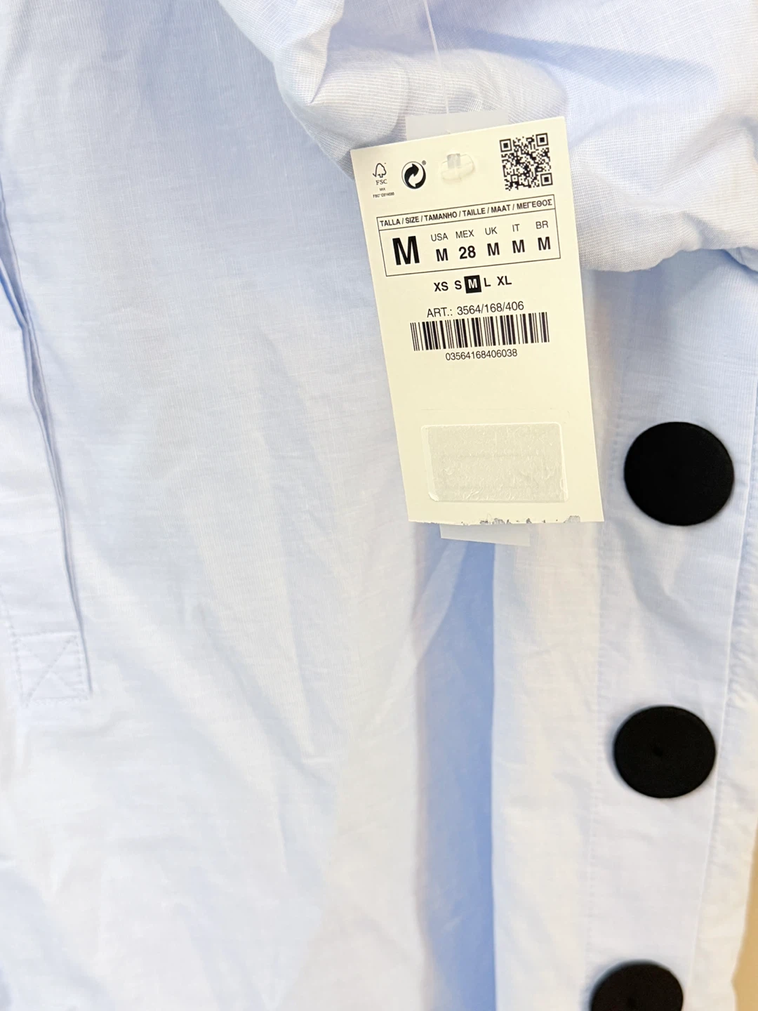 Zara Light Blue Cotton Tunic Shirt - Size M - photo 4
