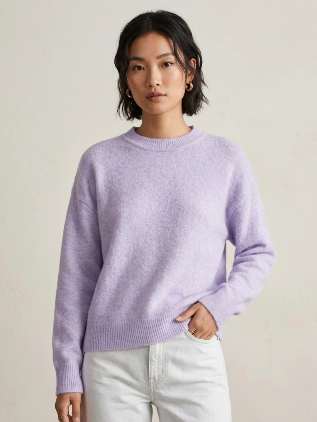 Zara Lavender Purple Wool & Alpaca Blend Crewneck Sweater