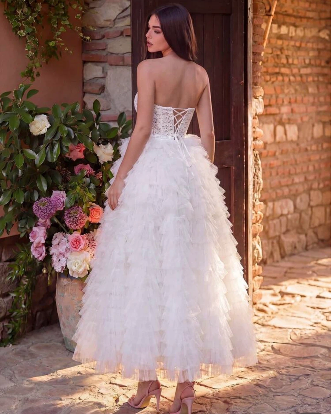 White Tulle Ruffle White Dress - photo 3