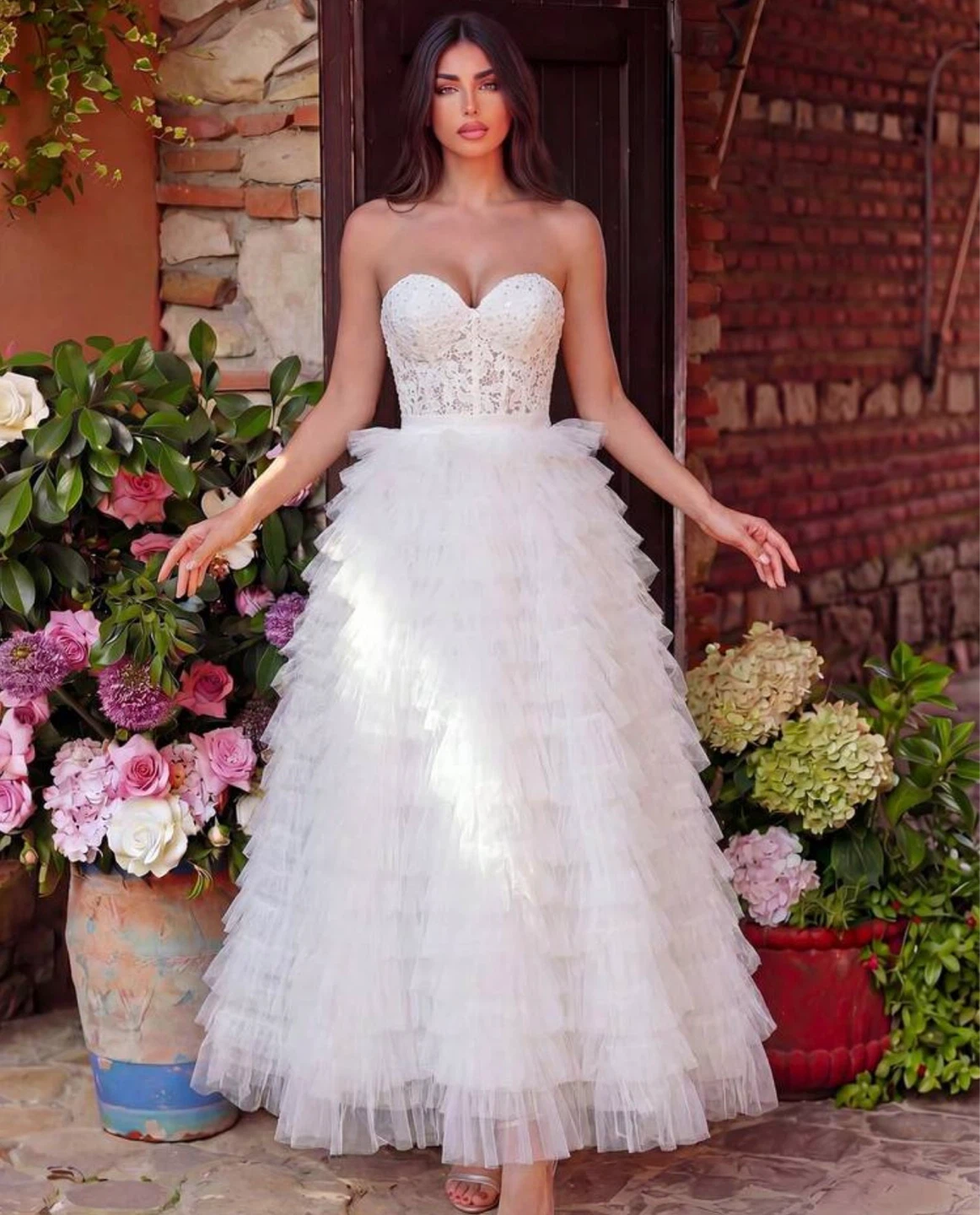 White Tulle Ruffle White Dress - photo 4