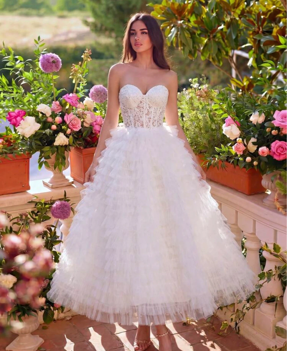 White Tulle Ruffle White Dress - photo 2
