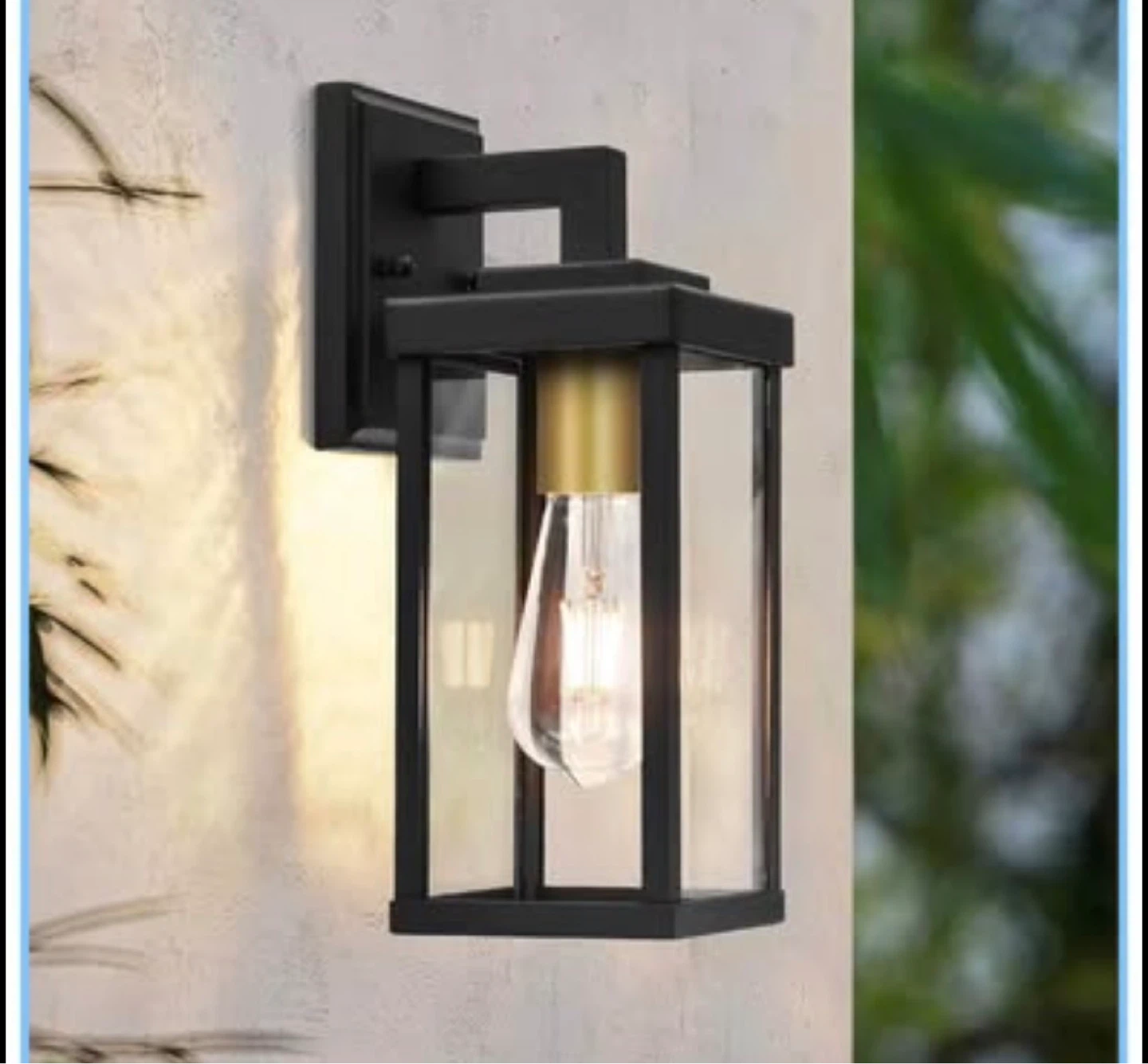 Black Outdoor Wall Light Fixture with Glass Panels