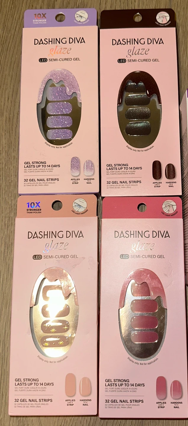 Dashing Diva Glaze LED Semi-Cured Gel Nail Strips (4 Packs)