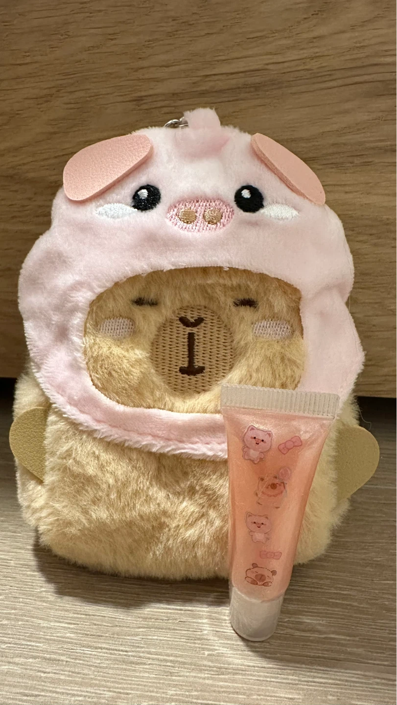 Plush Animal Pouch with Lip Gloss