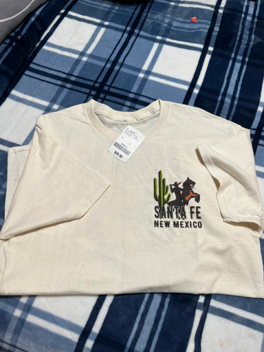Cream Santa Fe New Mexico Graphic T-Shirt Size L