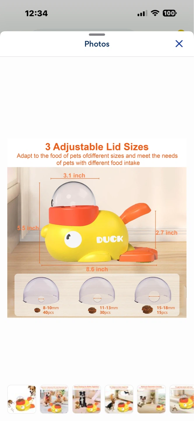 Interactive Pet Treat Dispenser Toy - Duck Shape - photo 5