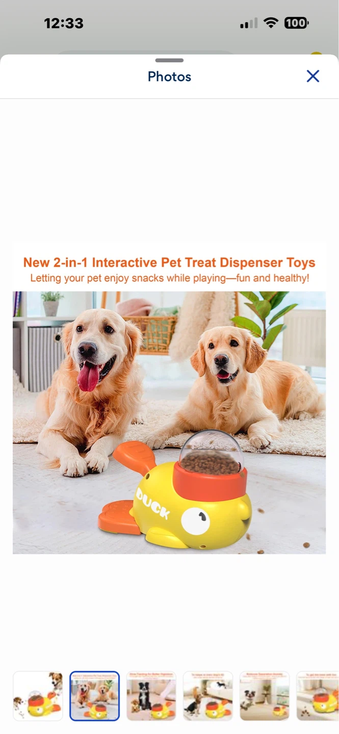 Interactive Pet Treat Dispenser Toy - Duck Shape - photo 2